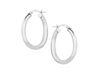 Eleganckie rodowane srebrne kolczyki gładkie koła kółka polerowane połysk srebro 925 G0127E