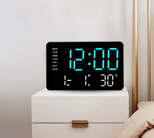 Wielofunkcyjny Cyfrowy Zegar Ścienny LED - Duży Wyświetlacz, Temperatura, Data, Alarm, 4 Poziomy Jasności na Arena.pl