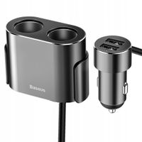 MOCNA ŁADOWARKA SAMOCHODOWA USB ROZGAŁĘŹNIK 2xGNIAZDO ZAPALNICZKI 80W+KABEL