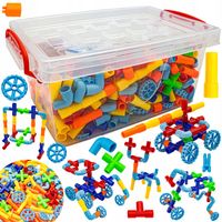 DUŻE KLOCKI Słomki Konstrukcyjne dla DZIECI Kolorowy Rurociąg Rurki 340 El.