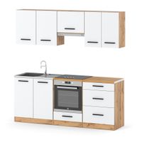 Zestaw Kuchenny Z Blatem Mały Modułowy 2.0m Nowoczesny Wotan Biały Mat