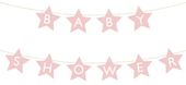 Baner napis na baby shower gwiazdki jasnoróżowe 290cm x 16,5cm