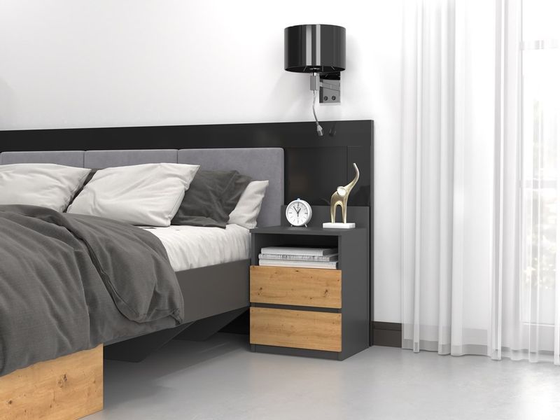 SZAFKA NOCNA MALWA M1 - ANTRACYT / DĄB ARTISAN zdjęcie 3