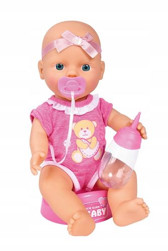 ZESTAW LALKA NEW BORN BABY BOBAS 30 CM PIJE SIKA + NOCNIK SMOCZEK BUTELKA na Arena.pl