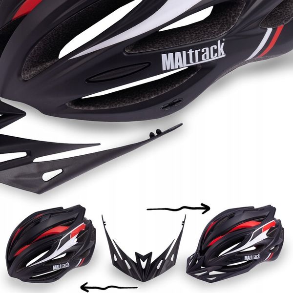 KASK ROWEROWY REGULOWANY 57-62 UNIWERSLANY Z WENTYLACJĄ DASZKIEM LAMPKĄ zdjęcie 7