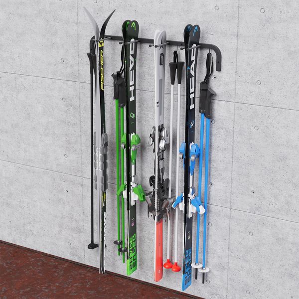 WIESZAK NA NARTY MONTOWANY DO ŚCIANĘ 4 PARY NART zdjęcie 17