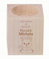 GRAWEROWANY ŚWIECZNIK drewniany podziękowania NA ROCZEK z imieniem