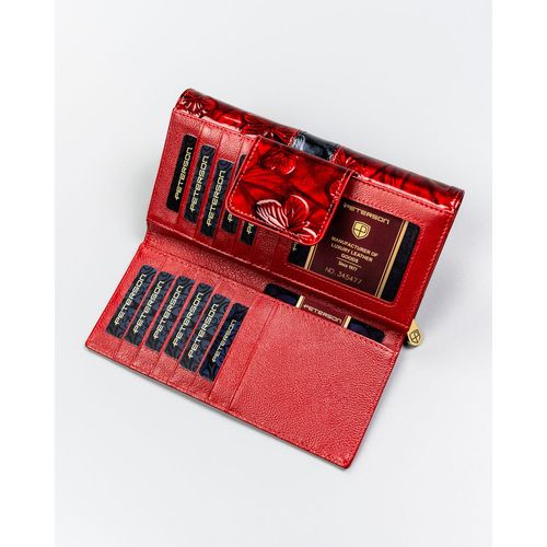 elegancki portfel damski ze skóry naturalnej w czerwonym kolorze, zamykany na Arena.pl