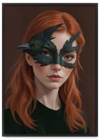 Plakat w ramie portret maska ptak 21x30 cm w czarnej ramie