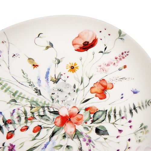 Talerz Deserowy Płytki Mały na Ciasto Deser Porcelanowy Kwiaty Maki 20,5 cm na Arena.pl