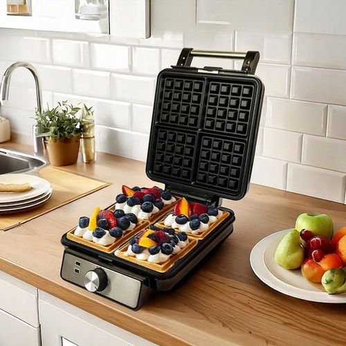 MOCNA GOFROWNICA 4 CHRUPIĄCE GOFRY REGULACJA TEMPERATURY TERMOSTAT 1500W na Arena.pl