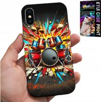 ETUI DO IPHONE X / XS - ROCK PERKUSJA BĘBNY ROCK & ROLL + FOLIA