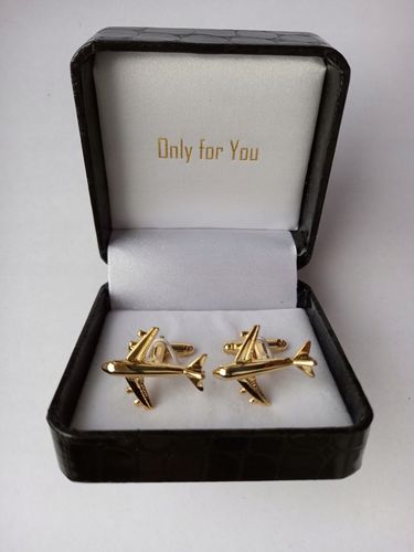 Złote spinki do mankietów Samolot Boeing 737 Lot na Arena.pl