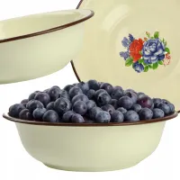 MISKA EMALIOWANA MISA 22 CM NA ZUPĘ OWOCE WARZYWA WZÓR KWIATY