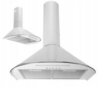 BIAŁY POCHŁANIACZ OKAP KUCHENNY KOMINOWY ŚCIENNY MAAN MIX 50 CM FILTR LED