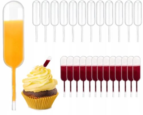 Pipety deserowe pipetki cukiernicze do deserów ciast 4ml 8cm 100 sztuk na Arena.pl