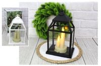lampion latarnia szkło-plastik led z trzema świecami 25x15cm | ae-7294