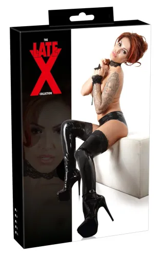 late x pończochy lateksowe czarne z koronką xl, naturalny lateks na Arena.pl