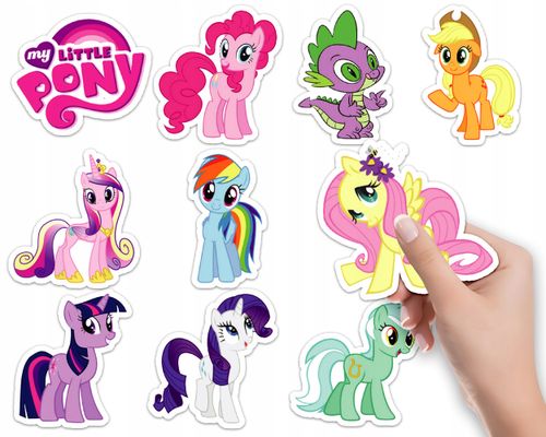 NAKLEJKI NA ZESZYT NALEPKA Z POSTACIAMI KUCYKI MY LITTLE PONY WZORY 10SZT na Arena.pl