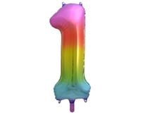 BALON FOLIOWY CYFRA 1 TĘCZOWA 85 CM GODAN