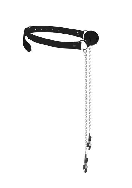 Breathable Ball Gag With Nipple Clamps zdjęcie 4