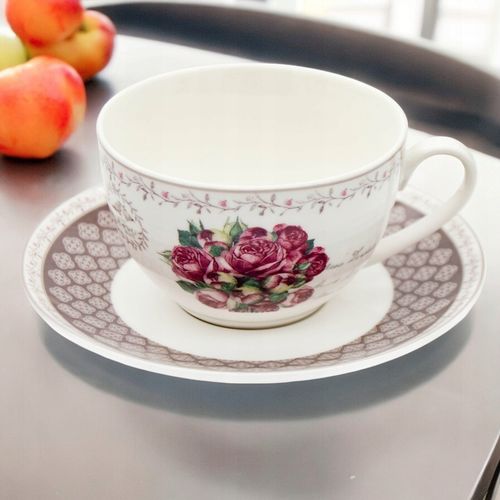 KOMPLET filiżanek 270ml ze spodkiem 2+2 BELLA FIORE zestaw kawowy na Arena.pl