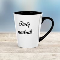 Mały kubek Latte z czarnym wnętrzem i uszkiem z Twoim nadrukiem