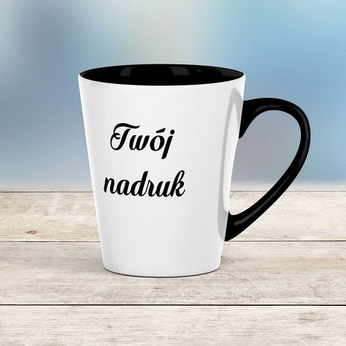 Mały kubek Latte z czarnym wnętrzem i uszkiem z Twoim nadrukiem na Arena.pl