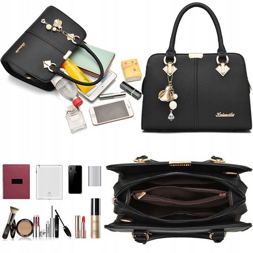 SKÓRZANA POJEMNA TORBA SHOPPER NA RAMIĘ DAMSKA MIELSKA TOREBKA BRELOK na Arena.pl