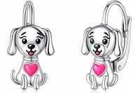 Srebrne kolczyki wiszące dla dziewczynki pieski angielskie srebro próba 925