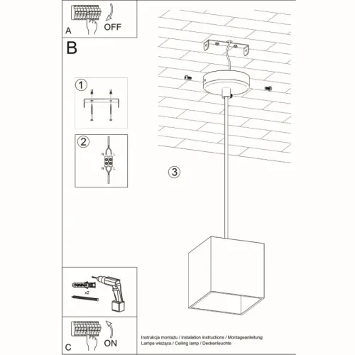 Lampa wisząca QUAD 1 szary na Arena.pl