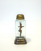 ZNICZ SZKLANY SOLARNY KRZYŻ 3D GAŁĄZKA OLIWNA ZŁOTO