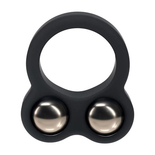 Liquid Silicone Double Weighted Ball Cockring - Black na Arena.pl