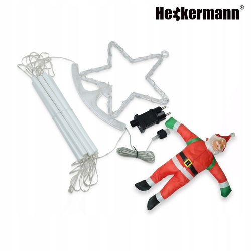 ŚWIĄTECZNA DEKORACJA LED MIKOŁAJ WSPINAJĄCY SIĘ PO DRABINIE ŚWIECĄCY 230cm na Arena.pl