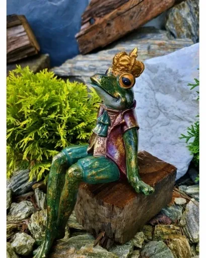 FIGURKA FIGURA ŻABA ŻABKA SIEDZĄCA W KORONIE zdjęcie 15