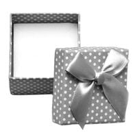 Eleganckie Pudełko Pudełeczko Szare w Białe Kropki Kokarda 5x5x3,5 cm