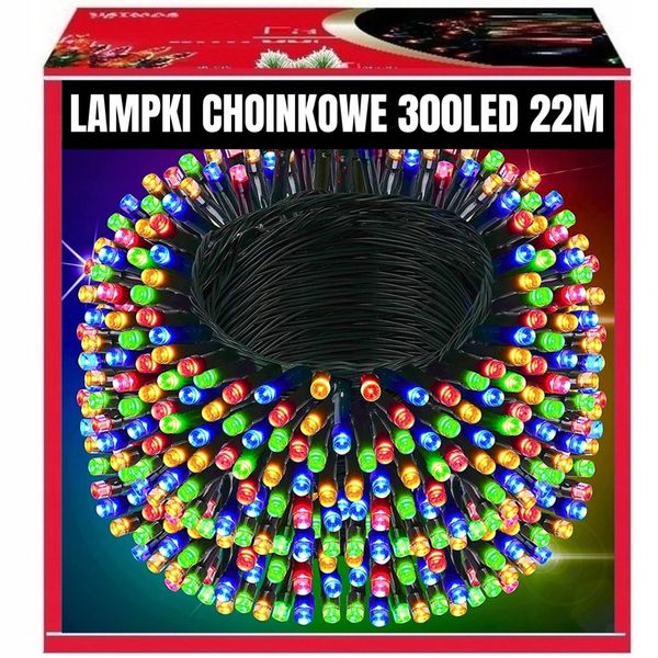 LAMPKI CHOINKOWE 300LED 22m ZEWNĘTRZNE WEWNĘTRZNE MULTIKOLOR ŚWIĄTECZNE zdjęcie 9