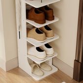 Szafka na buty funkcjonalna wąska biała regał półka 6 poziomów 2 haki 112cm