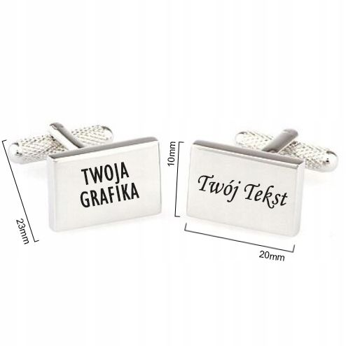 Spinki do mankietów prostokątne TWÓJ TEKST GRAFIKA na Arena.pl