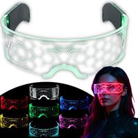 OKULARY RGB LED 7 KOLORÓW ŚWIECĄCE IMPREZOWE CYBERPUNK NEONOWE