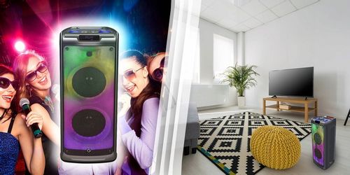GŁOŚNIK BLUETOOTH PRZENOŚNY KARAOKE MANTA 100W USB na Arena.pl