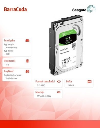 BarraCuda 6TB 3,5'' 256MB ST6000DM003 na Arena.pl