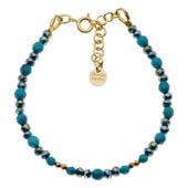 Bransoletka - Turkus, Hematyt i srebro złocone