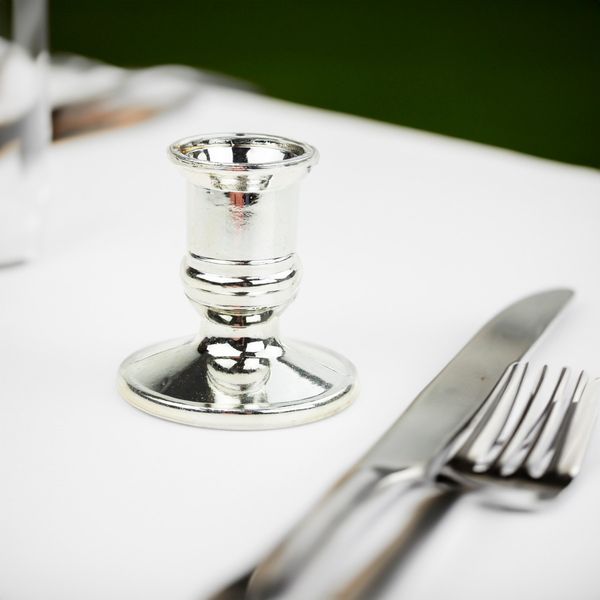 ŚWIECZNIK PLASTIKOWY POJEDYNCZY STOŻKOWY DO ŚWIEC DŁUGICH SREBRNY na kolędę zdjęcie 7