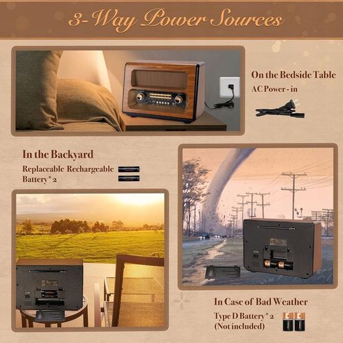 PRUNUS J-199 Retro Radio Bluetooth, AM FM SW Nostalgiczne na baterie na Arena.pl