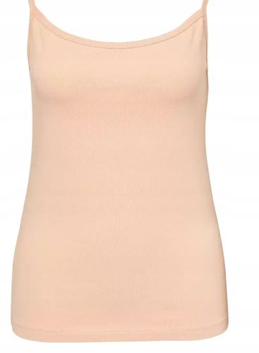 Top spaghetti damski na ramiączkach koszulka bawełna beżowy GŁADKI XL na Arena.pl