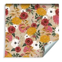 Tapeta do Salonu Kolorowe Kwiaty w Stylu Retro