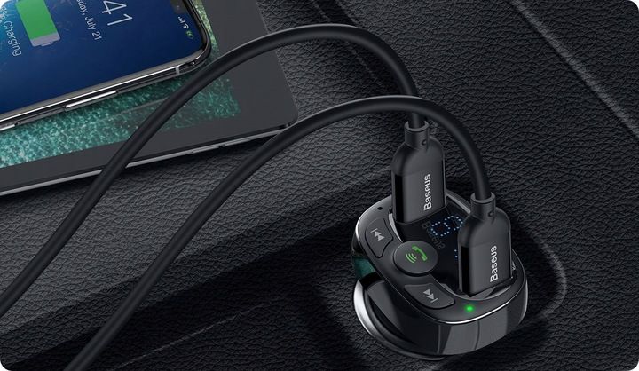 BASEUS TRANSMITER FM BLUETOOTH ŁADOWARKA SAMOCHODOWA MP3 2x USB SD/ TF 3.4A zdjęcie 5