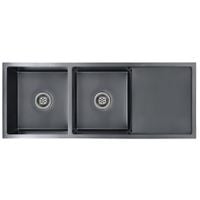 Ręcznie robiony zlew kuchenny, sitko, czarny, stal nierdzewna