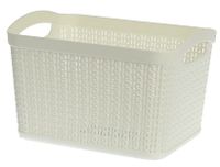 Koszyk kosz prostokątny organizer WILLOW 6,6 l biały ażurowy sweterkowy wzór